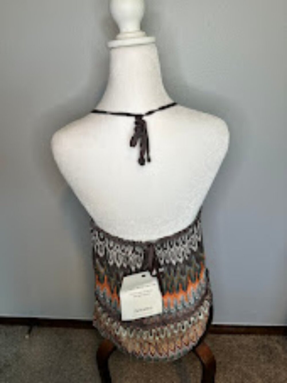 Missoni Multicolor Wave-Pattern Halter Tank Top — Green, White, Orange, Gray - Picture 2 of 11